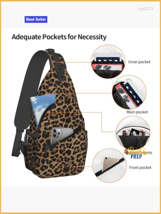 Leopard Print Sling Bag Crossbody Backpack Casual Hiking Travel Daypack main image 4